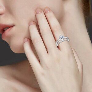 Women's Zirconia Round Cut Fashion Ring with a Split Band & Pavé Accent Stones